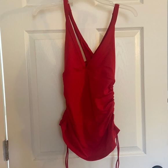 Red Athleta swim top. - Picture 1 of 5